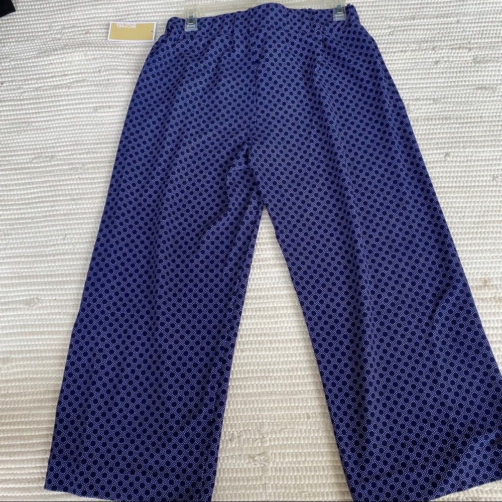Michael Kors Packable Pull On Wide Leg Pants S NWT True Navy Print - Picture 8 of 11